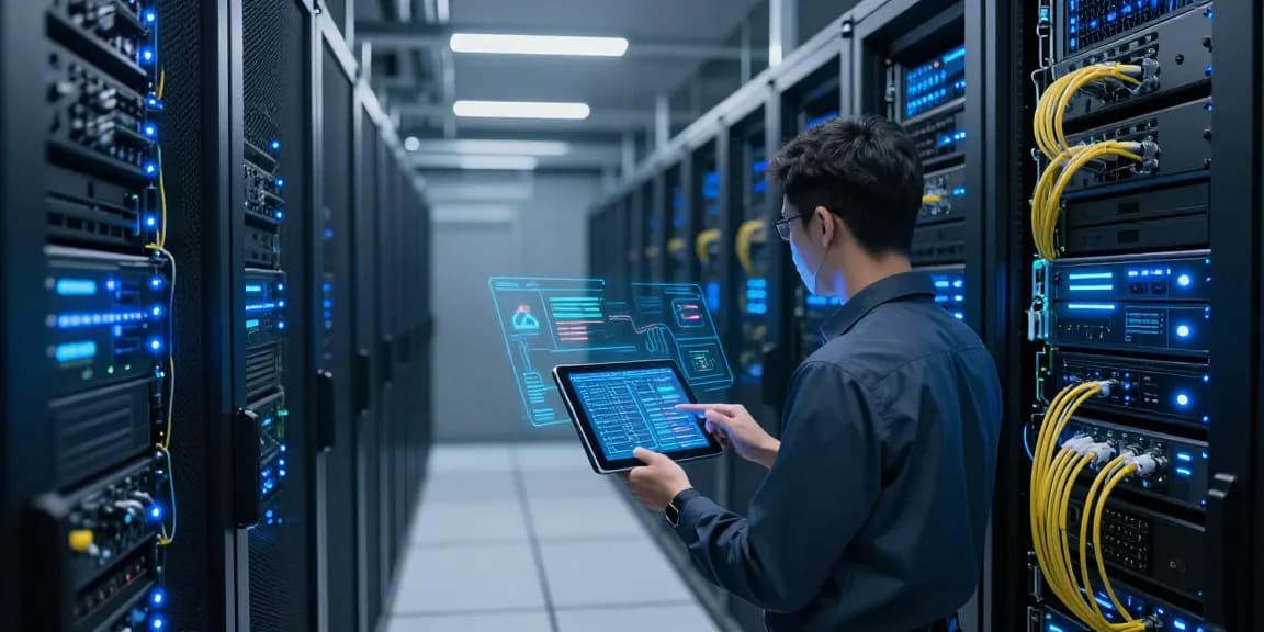 IPTV UK cloud computing services in a modern data centre with advanced server technology and real-time monitoring.