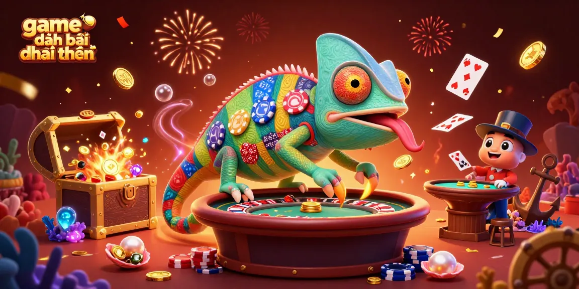 Engage in the vibrant game đánh bài đổi thưởng as colorful characters celebrate with golden coins and dynamic playing cards.