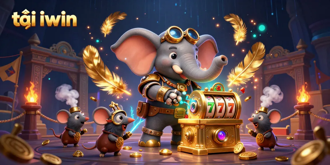 Engage in exciting gameplay with tải iwin featuring a steampunk elephant and vibrant slot elements.