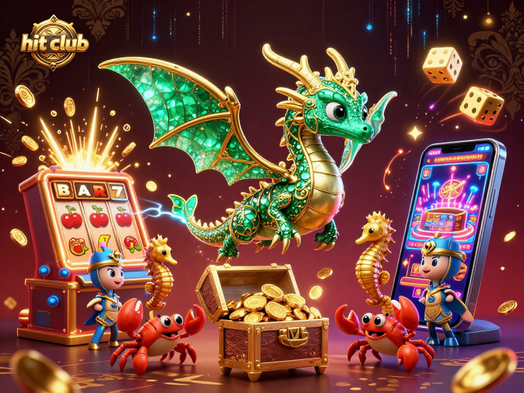 Join the action at hit club with vibrant 3D casino elements and dazzling treasure.