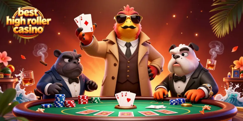 Engaging scene with three raptors in disguise entering the best high roller casino, surrounded by poker elements.