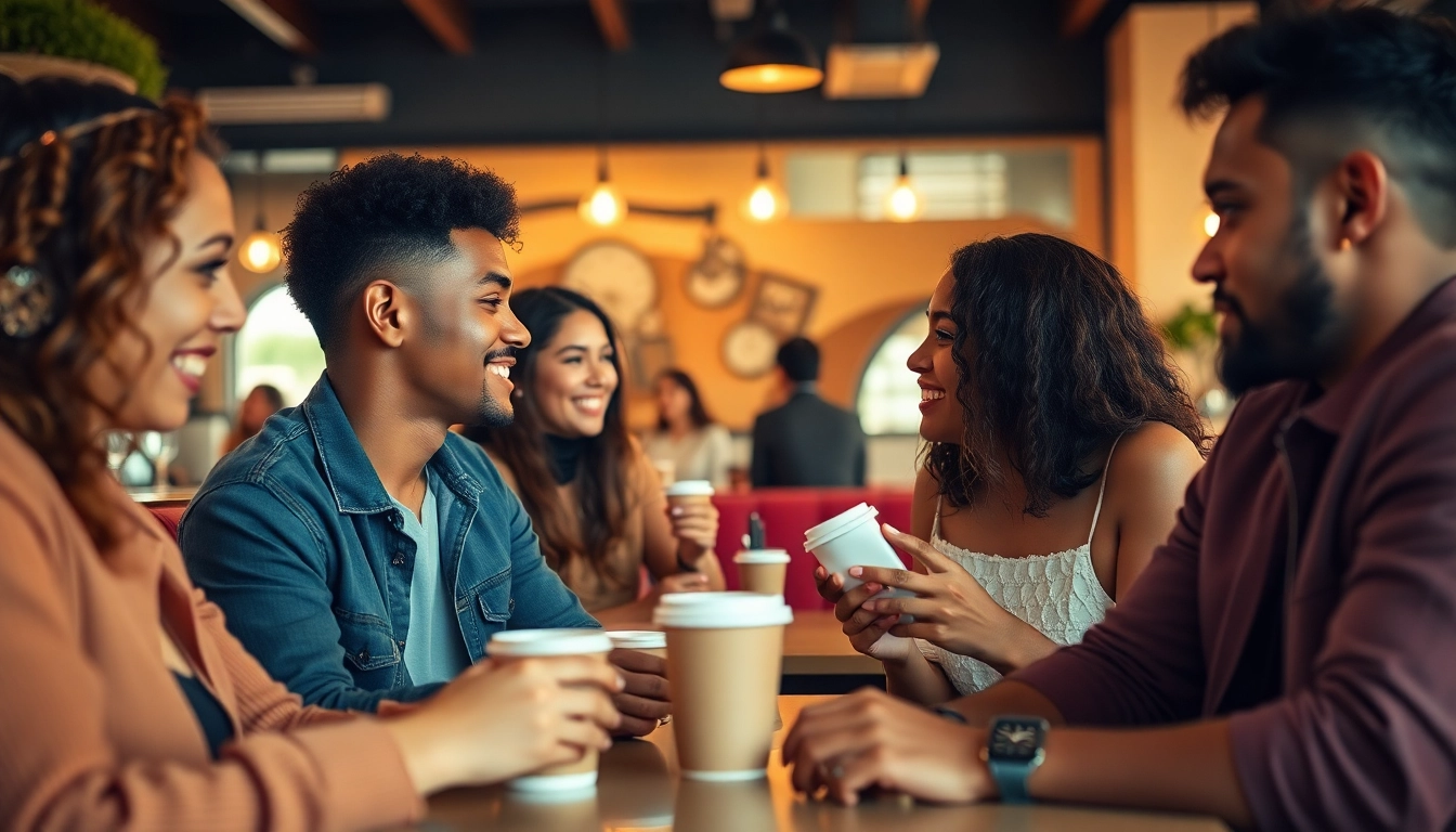 Young adults showcasing crush on someone in a cozy café setting.