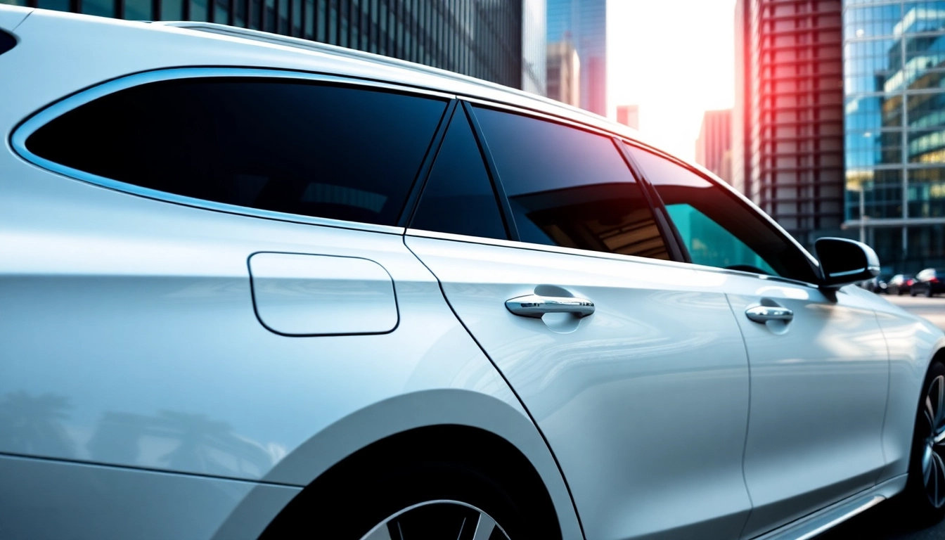View professionally installed auto window tint near me on a sleek urban car.