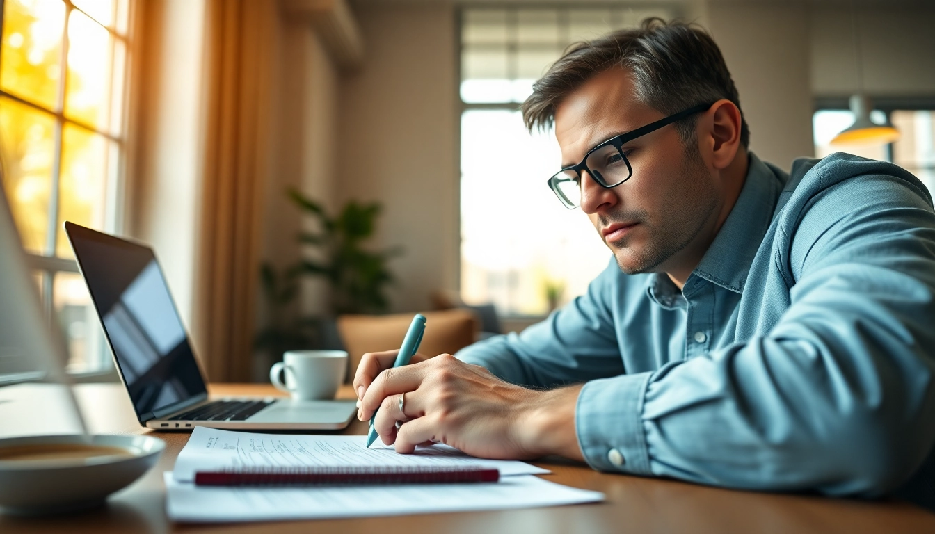Filling out the eta uk application form with focus clarity in a professional setting.
