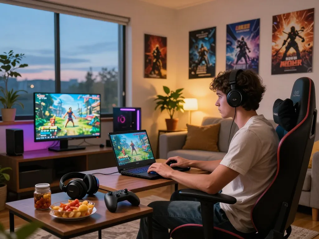 Engaging gaming environment showcasing 789 club entertainment with cozy setup and gaming accessories.