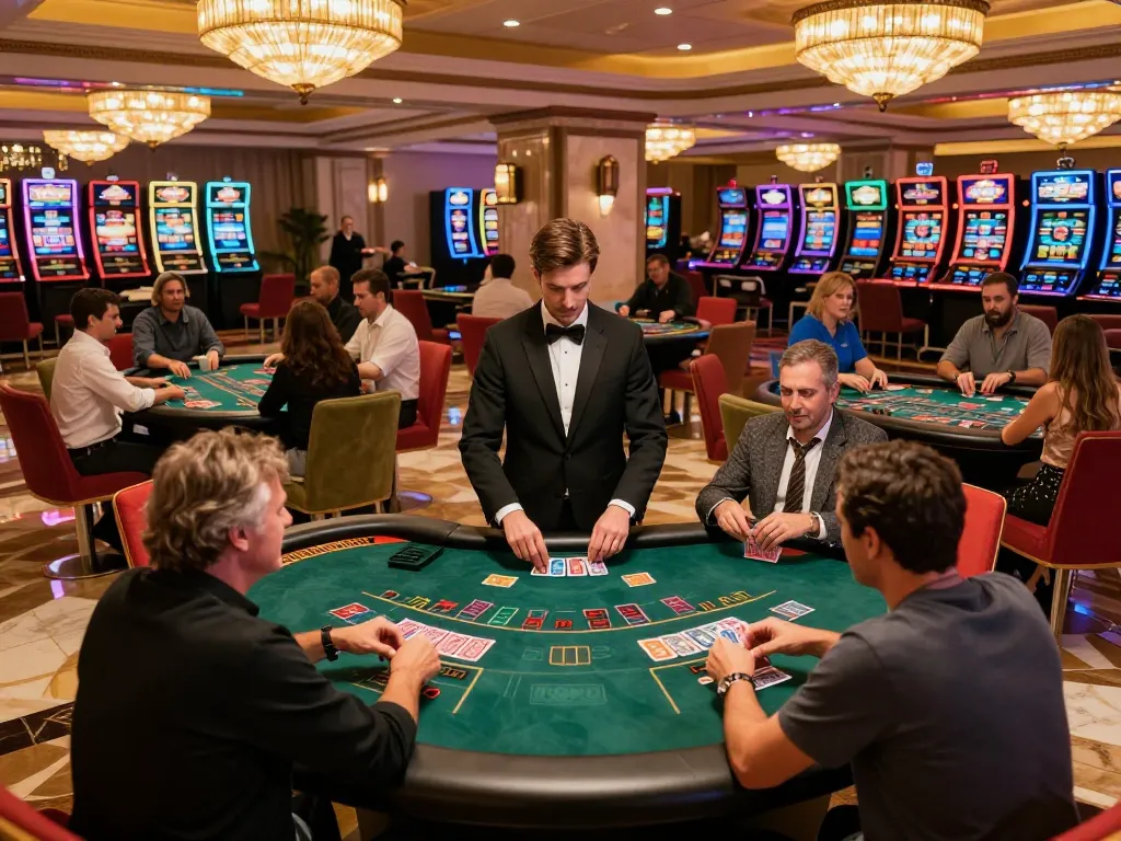 Players enjoying blackjack action at https://fc88.today in a luxurious casino setting.