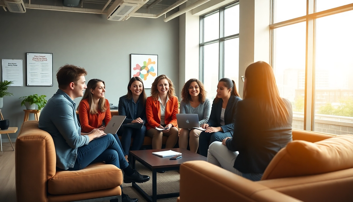 Engaging career coaching session with diverse individuals reflecting teamwork and professional growth.