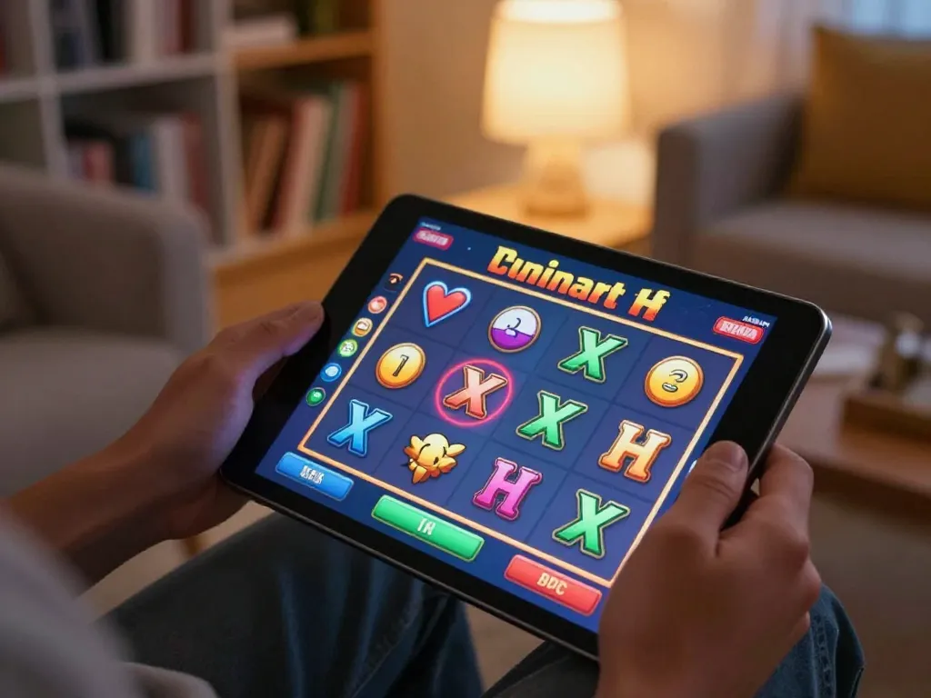 Engaging gameplay on dn88 slot game app in a cozy living room environment