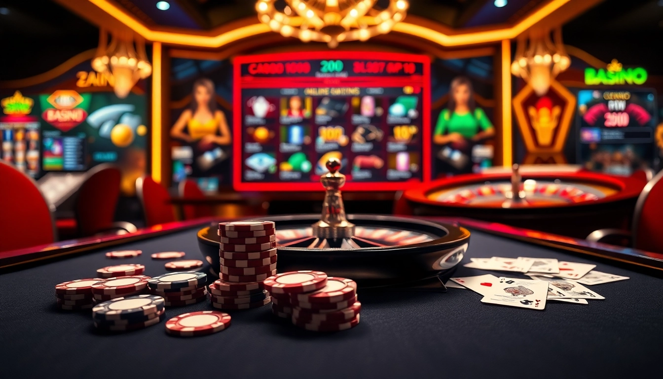 A thrilling gaming scene at P3.com with poker chips and cards, capturing the essence of casino excitement.