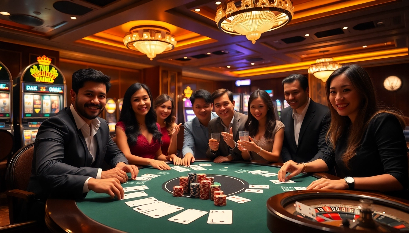 Experience the thrill of betting with the RR88 App in a vibrant casino atmosphere, showcasing poker and slots.