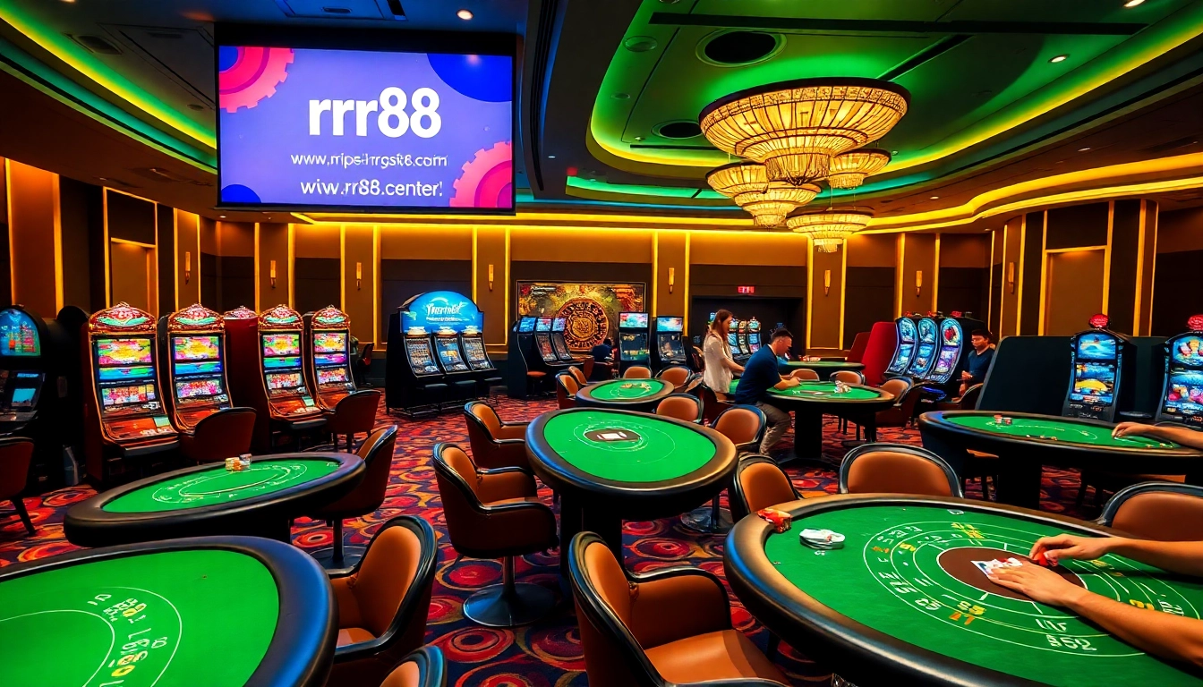 Experience the thrill of gaming at https://rr88.center/ with blackjack tables and vibrant slot machines.