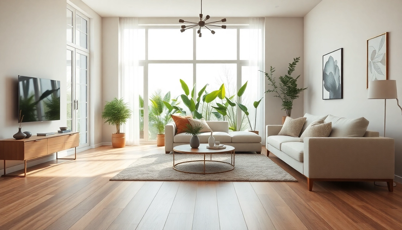 Experience stylish living on lvp floors with a comfortable, inviting space featuring modern decor.