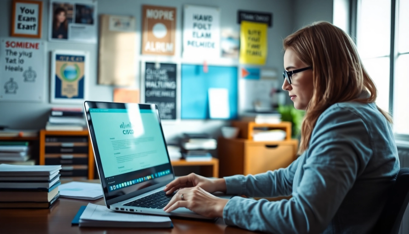 Cisco exam assistance resources showcased in a focused study setup, enhancing learning experience.