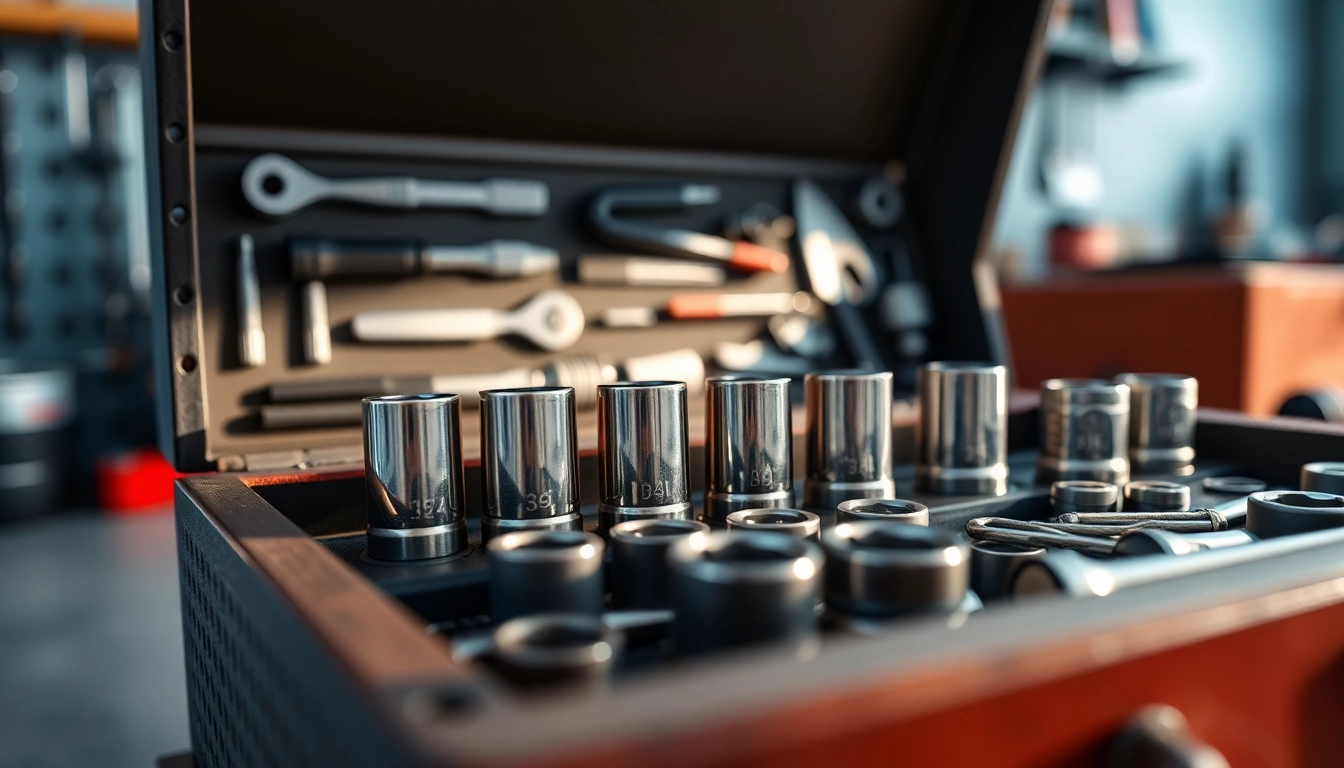 Facom 1/4 inch sockets displayed prominently in a professional toolbox.