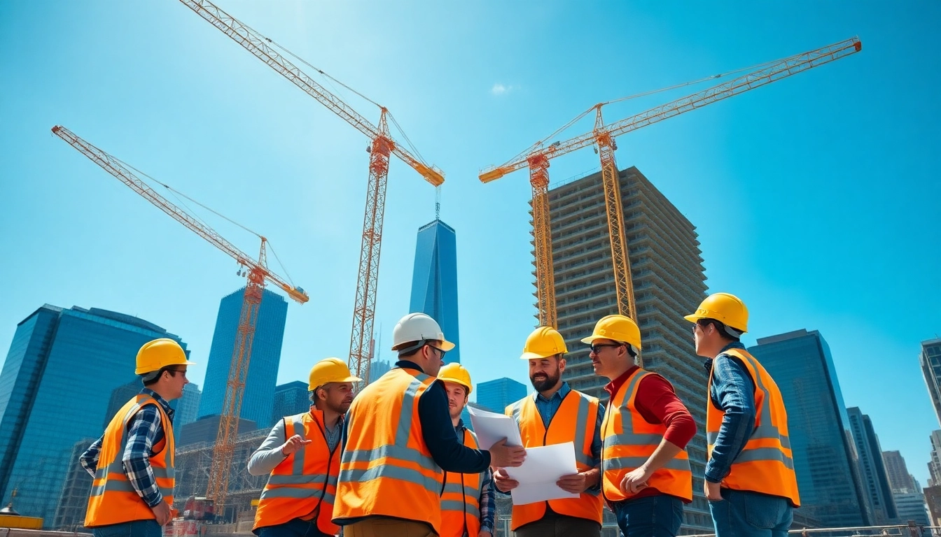 New York City Commercial General Contractor team overseeing a large construction project.