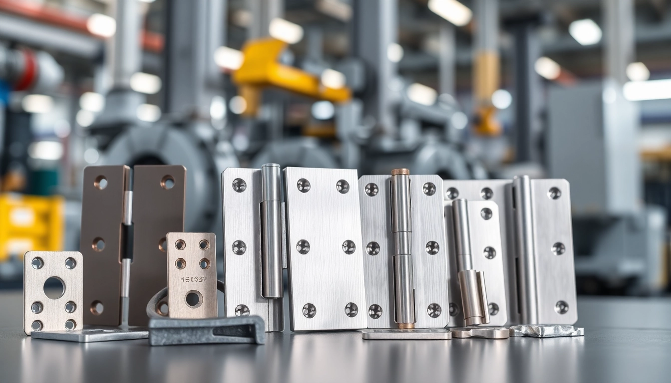 Showcase of quality hinges by a Hinge Supplier in an industrial setting.