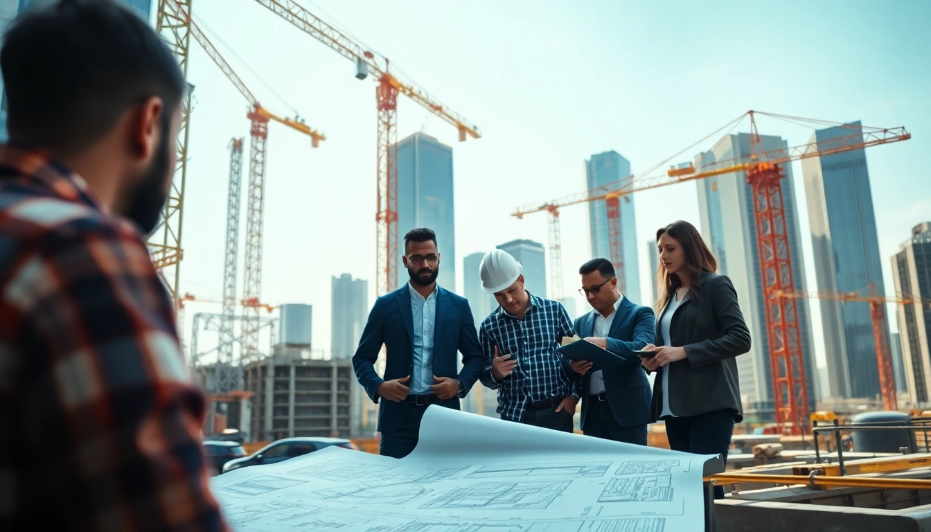 Engaged Manhattan Construction Manager directing a team on a vibrant urban site.