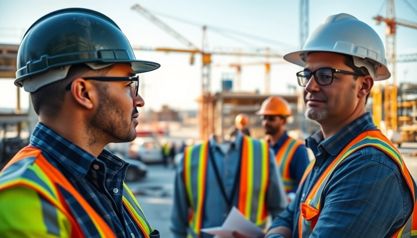 New Jersey Construction Manager supervising a vibrant construction site with blueprints and cranes.