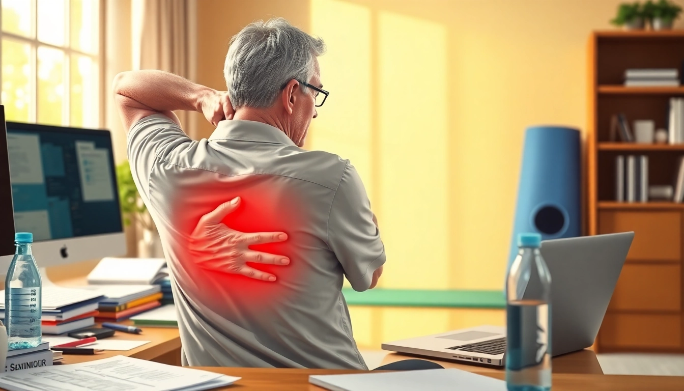 Explore back pain causes through visualizing discomfort in a home office scenario.