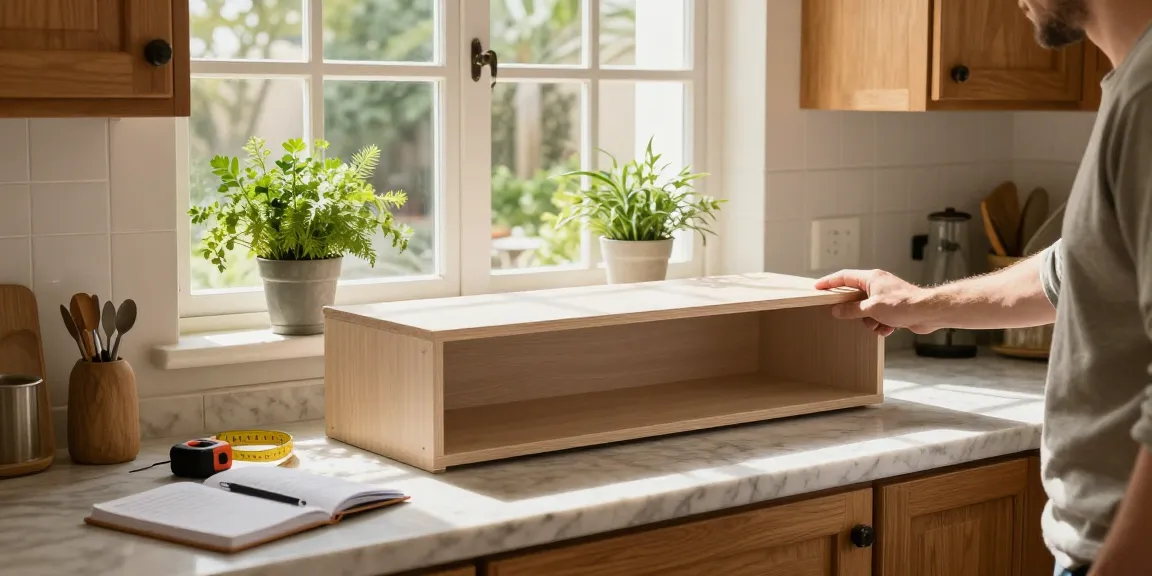 شراء مطابخ مستعملة بالرياض with a homeowner evaluating a used kitchen unit in a bright, welcoming kitchen environment.