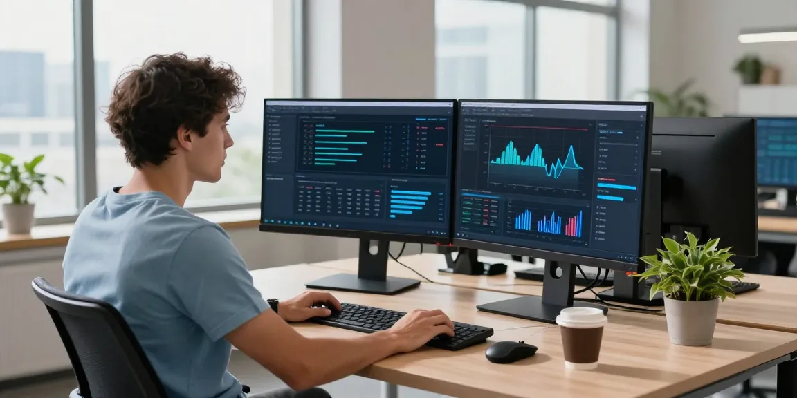 Developer using a pc optimizer for system performance in a modern tech workspace
