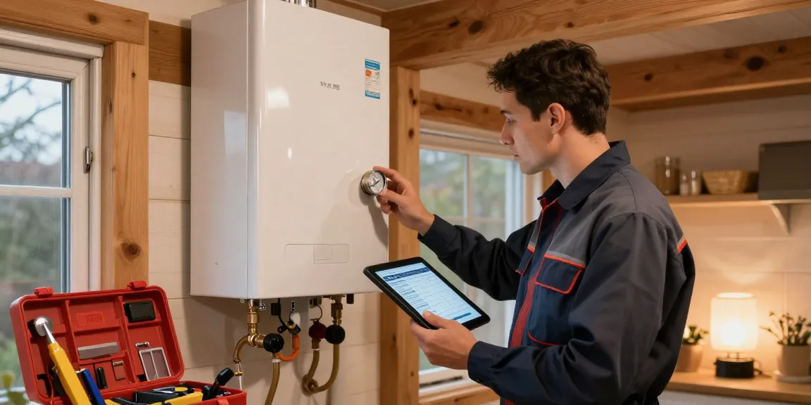 Technician servicing a gas boiler for Van baymak servisi, ensuring optimal performance and safety.
