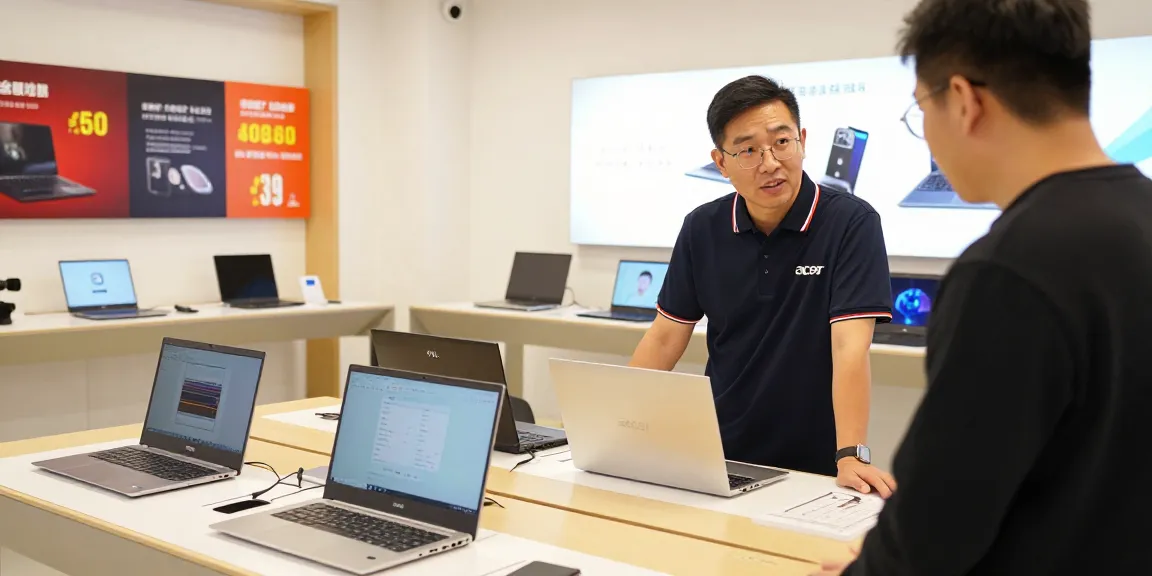 Explore high-performance laptops at ulpressbureau.ma, featuring diverse brands and models in an inviting retail space.